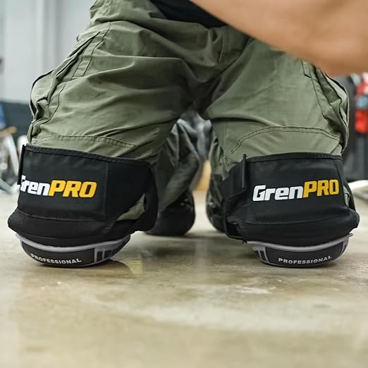GRENPRO Professional Knee Pads for Work,Heavy Duty Thick Foam Knee Pads Tools, Knee Pad with Soft Gel Cushion for Construction, Work, Flooring, Gardening, Cleaning, Tiling,Gray