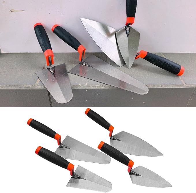 4 Bricklaying Knife Tool Sets, 6-inch and 9-inch Pointing Trowel and Putty Knife Sets, Rubber Handles, Concrete, Cement, Mortar, Mortar, Tile, Bricklaying and Putty Knives