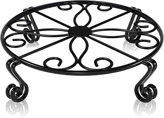 12"x3.1" Black Plant Stand for Flower Pot Heavy Duty Potted Holder Indoor Outdoor Metal Rustproof Iron Garden Container Round Supports Rack for Planter Bronze,Pumpkin Stand Outdoor
