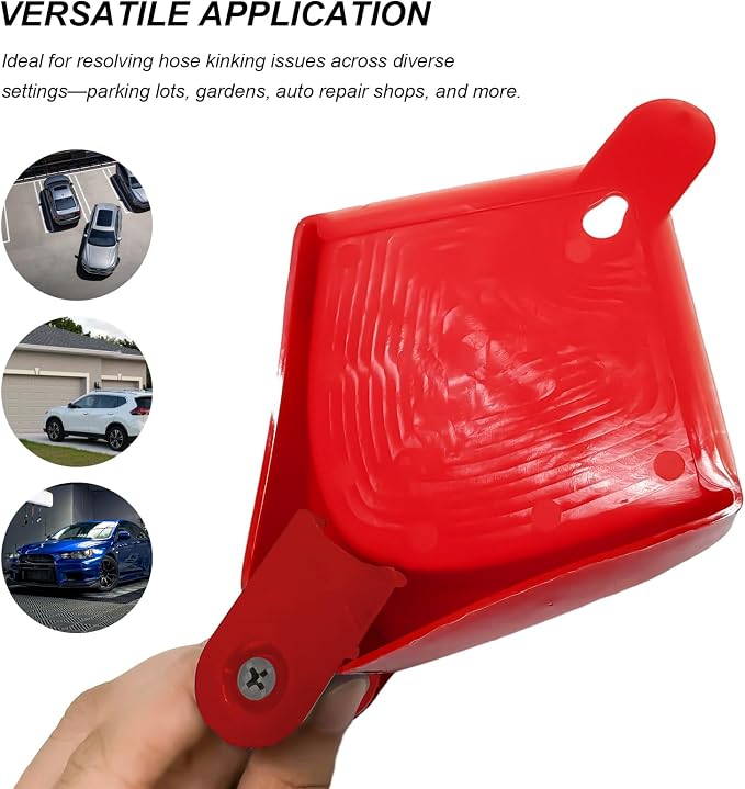 4 PCS Car Hose Guide, Car Washing Tire Hose Roller Preventing Stucking and Snagging Under The Wheels, Plastic Wheel Rolling System Tool Hoses Guides for Cars Trucks Motorcycles (Red)