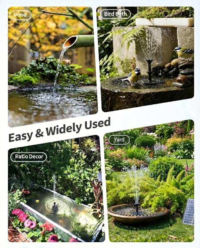 POPOSOAP Solar Pond Filter with Fountain Pump, 4W Solar Fountain Pump with Pond Filter Kit, Solar Water Pump with Nozzles & PVC Tubing for Bird Bath, Water Garden, Fish Tank & Backyard Decor P3035