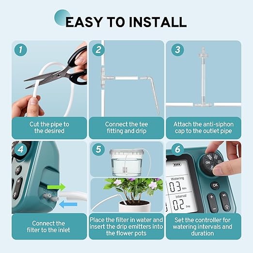 Solar Automatic Drip Irrigation System for Indoor Plants, HiOazo Automatic Watering System with 4W Solar Panel & USB Charging for Garden Farm Greenhouse (Supported 15 Pots)