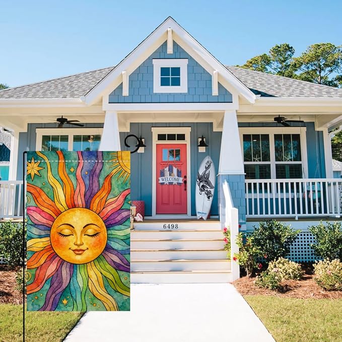 BLKWHT Summer Sunshine Garden Flag 12x18 Vertical Double Sided Welcome Spring Farmhouse Holiday Outside Decorations Burlap Yard Flag BW886