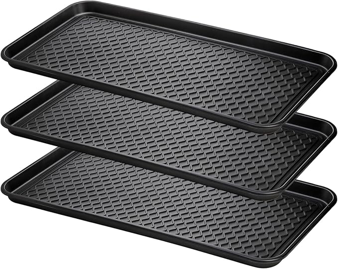 Fasmov 3 Pack Utility Boot Tray Mat Multi-Purpose Anti-Slip Tray Mat Boots, Dog Food Bowls, Gardening, Laundry, Kitchen, Garage, Entryway, 30 x 15 inches