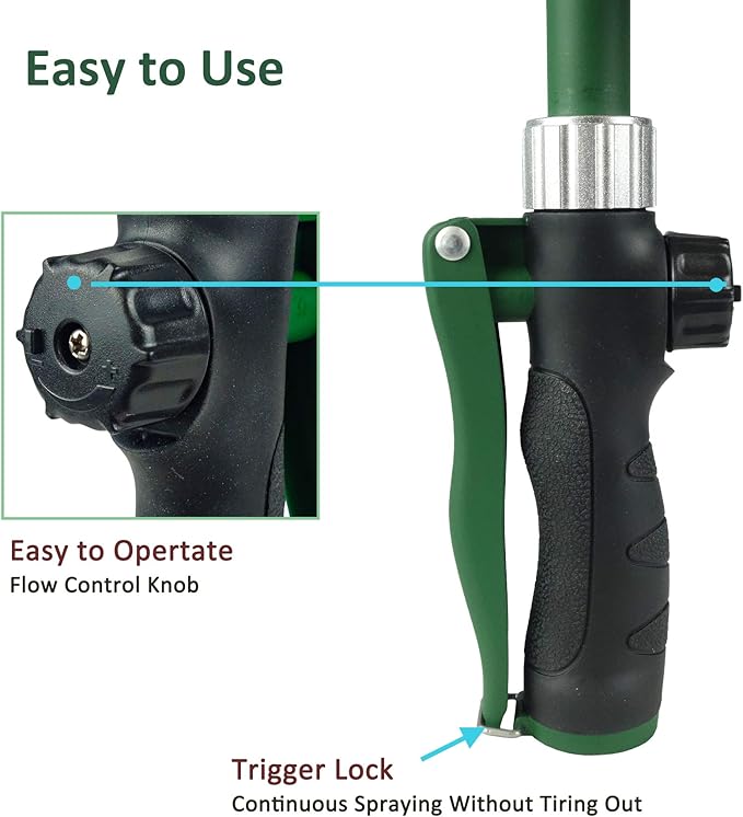 Watering Wand for Hanging Baskets & Windows, Lightweight 6-Spray Wand, Ergonomic Nozzle for Garden, Patio, Car Cleaning (Green, 24 Inch)