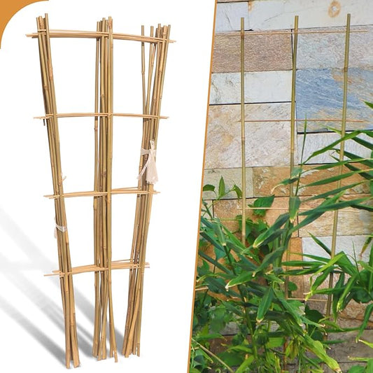 10 Pack 3ft Bamboo Trellis for Climbing Plants - Fan-Shaped Support Trellis for Potted Plant Decor in Door