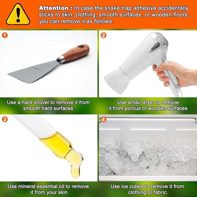 Qualirey 8 Pack Snake Glue Trap, 8 x 14 Large Sticky Snake Glue Boards for Inside Outside, Pre Scented Non Toxic Adhesive Traps with Enhanced Stickiness for Mouse Rat Lizard, Pet Safe Easy to Use