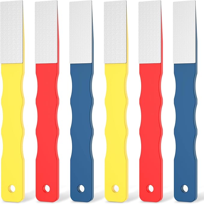 6Pcs Diamond Sharpening Hone Set 220/400/600 Grit Color Coded Portable Flat Hand File Knife Set with Non Slip Handle for Kitchen, Garden, Outdoor tools Fine/Coarse Grinding(6PCS)