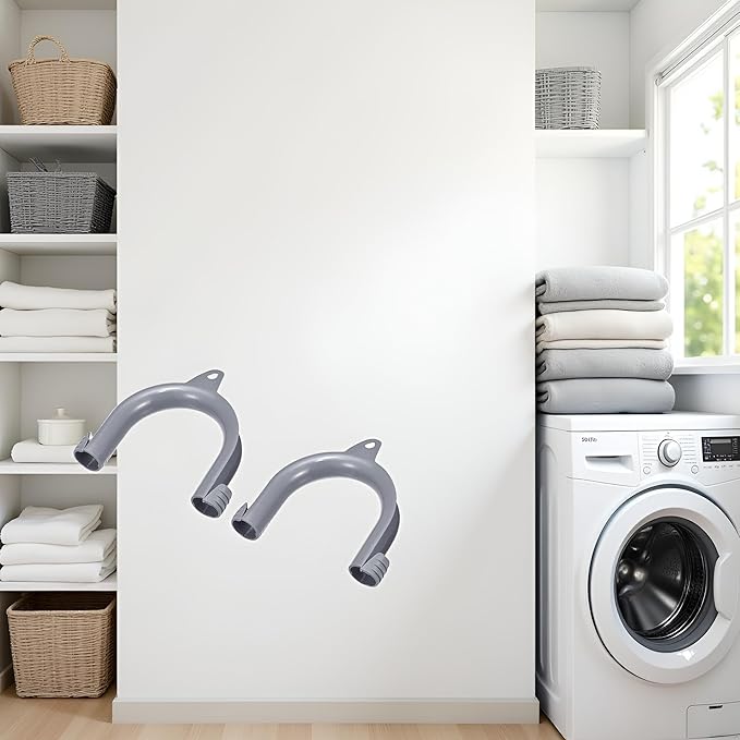 2Pcs Gray Clothes Washer Drain Hose Holder - U-Shape Washing Machine Drain Hose Hook Adapter | Clothes Washer Dishwasher Washing Machine Guide Mounting Bracket Replacement