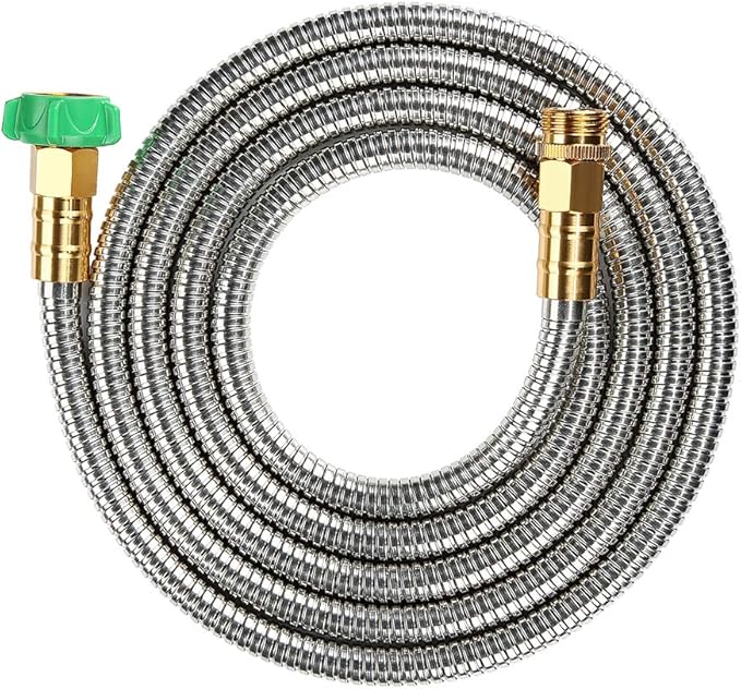 Beaulife 304 Stainless Steel Metal Garden Hose Connector 10 Feet Short Garden Water Hose Extension Extender, Drinking Water Hose Lead and BPA Free
