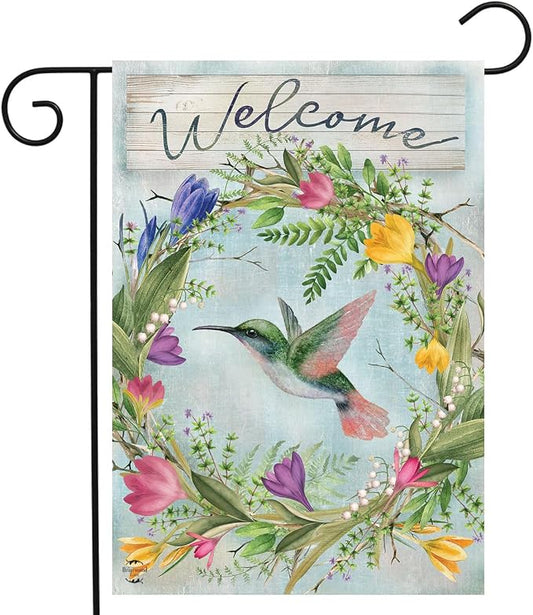 Briarwood Lane Hummingbird Wreath Garden Flag