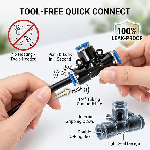 2026-Upgrade 100Ft 1/4" Drip Irrigation System,Garden Watering Kit with 20Pcs 360° Adjustable Copper Nozzles,Automatic Atomizing Sprinkler,DIY for Outdoor,Lawn,Greenhouse,Raised Beds (50FT/14pcs)