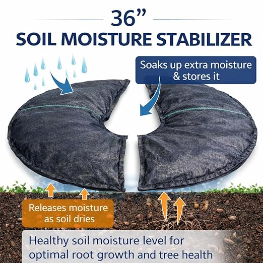 SteadySpring® Smart 30+ Day Tree Watering Mat Auto Refills with Rain for Trees with 16–23 in Root Ball – Maintains Optimal Soil Moisture, Reduces Water Use Up to 99%, Promotes Healthy Root Growth
