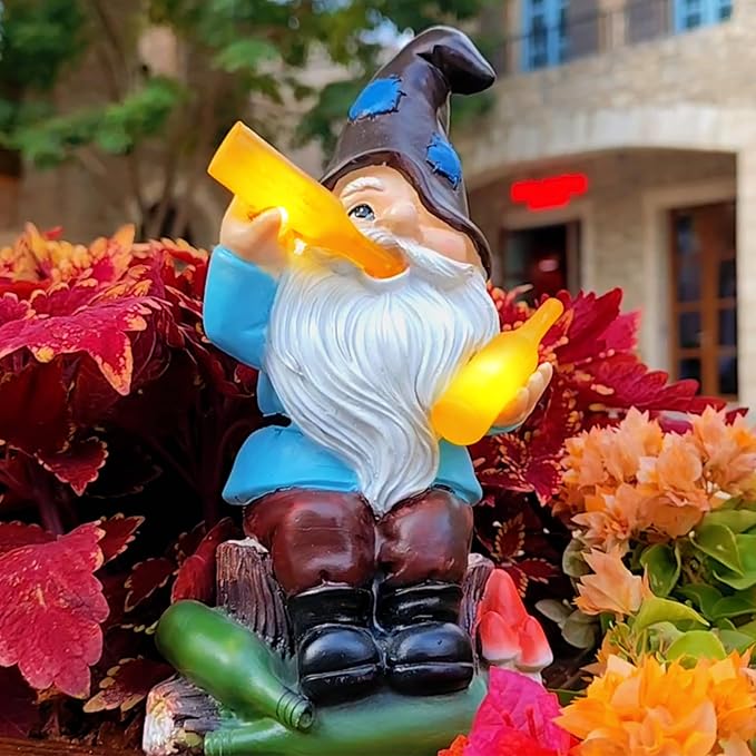 Dad Gifts for Fathers Day,Gnome Garden Decor Statue with Solar Light Lantern,Birthday Gifts for Men Women Mom Grandma,Funny Waterproof Resin Figurine Outdoor Decorations for Yard Patio Lawn Porch