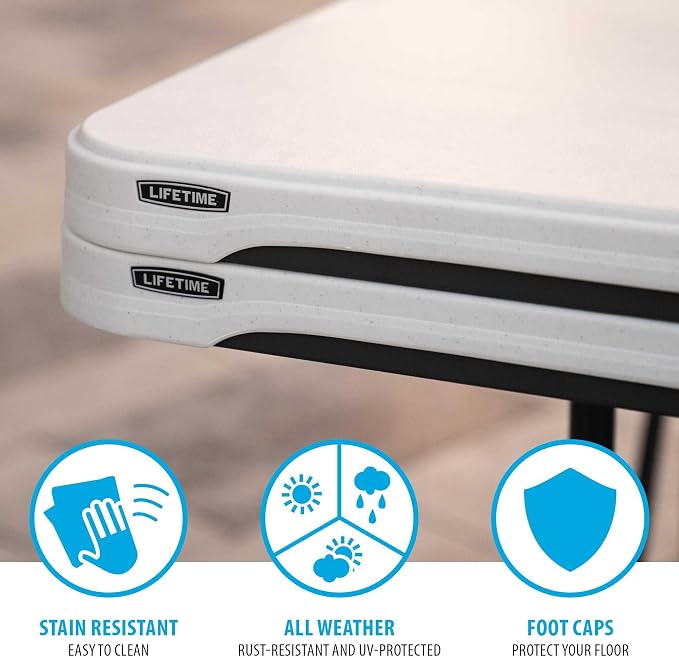 LIFETIME 8-Foot Folding Tables, 4-Pack, White Granite