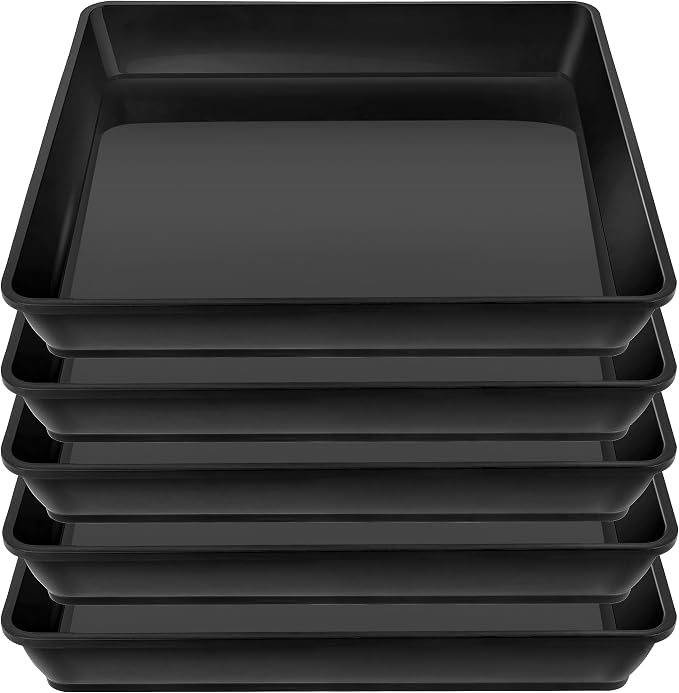 LWALRS Square Plant Saucer 8 Inch 5 Pack, Heavy Plastic Plant Trays for Pots Pots Base Plant Saucers for Indoors and Outdoors, Pot Saucers for Plants,Garden Plant Water Catcher Tray.