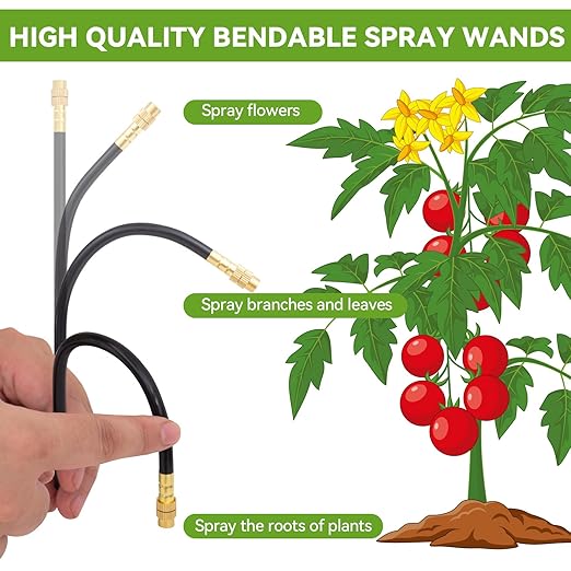 Drip Irrigation System Kit with 12 Pcs Adjustable Brass Nozzles & Bendable Spay Arm, 60ft Garden Watering Misting System for Outdoor Raised Bed, Potted Plant, Yard, Greenhouse