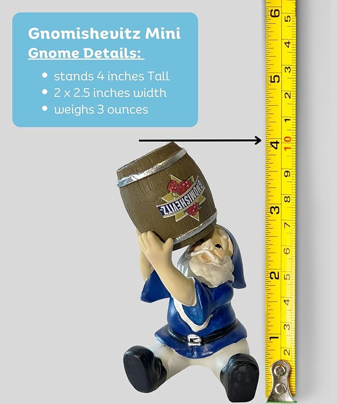 Gnometastic Mini Gnomes - Wine Drinking, Funny Garden Gnomes Statue Outdoor Decorations for Yard, Fairy Garden, Planter Pots, Gnome Decor - Gnomishevitz Gnome,4in