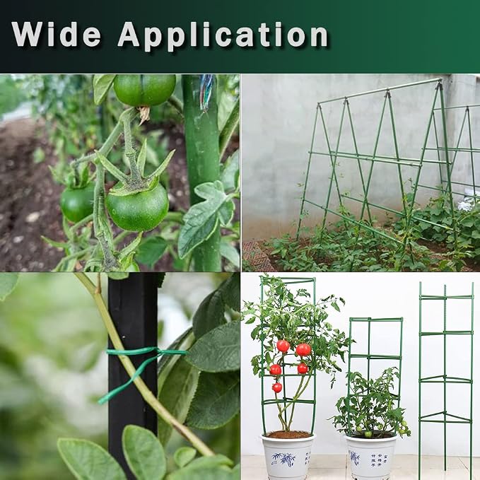 7/16" Garden Stakes,60pcs 16" Plant Stakes DIY 3ft 4ft 5ft 6ft Plant Support Sticks,Plant Support Stake with Sturdy Steel Core to Build Plant Trellis for Outdoor Garden Vegetables
