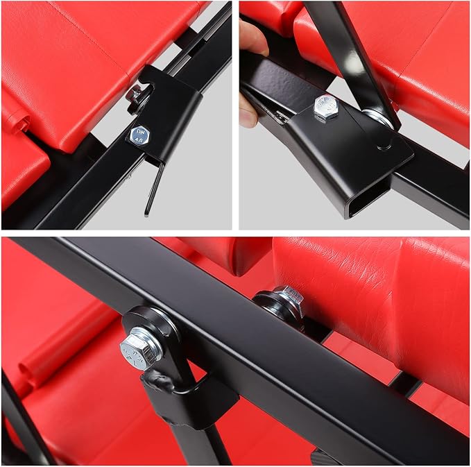 DNA Motoring TOOLS-00192 48" 2 IN 1 Folding Rolling Garage Shop Creeper Roller Seat, 7 Pcs 2" Casters, 350 Lbs Weight Capacity, Red