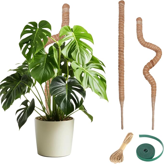 Moss Pole Monstera Plant Support 2 Pack 32 Inch Bendable Moss Pole for Monstera Plants Indoor Handmade Coco Coir Pole Plant Sticks Support Stakes for Potted Plants Philodendron to Grow Upwards