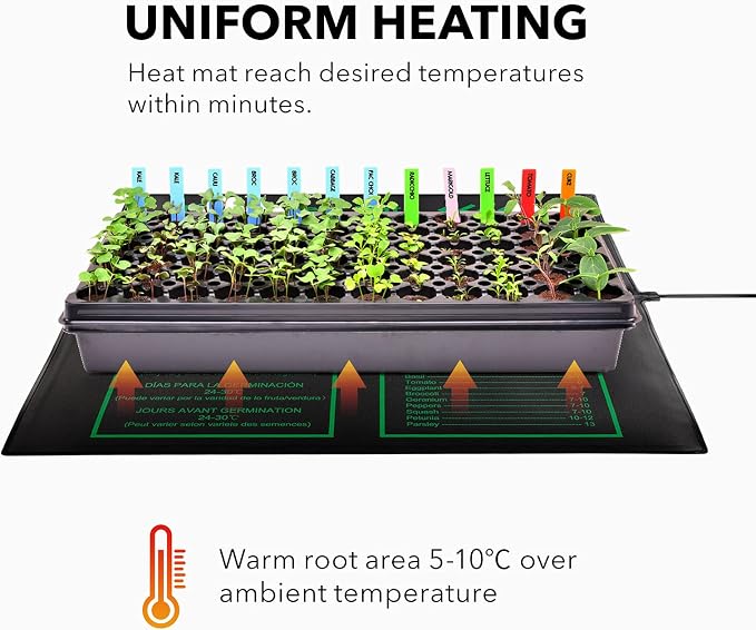 BN-LINK Seedling Heat Mat Warm Hydroponic Heating Pad Waterproof 20" x 20.75" for Seed Starting Greenhouse and Germination, 2 Pack