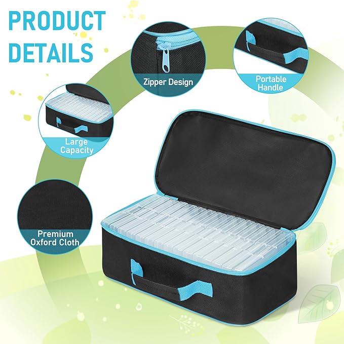 15 Slots Seed Storage Organizer Box with 20 Seed Envelopes, Large Capacity Seeds Storage Container with Zipper Bag Label Stickers, Seeds Saving Container for Garden Vegetable and Flower (Blue)