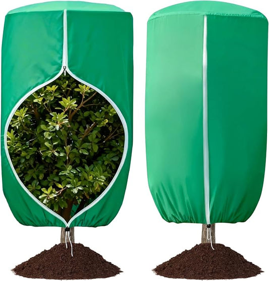 2 Pcs 47"×71" Large Rounded Top Winter Plant Freeze Protection Covers with Zipper & Drawstring, Non-Woven Frost Cloth Plant Freeze Protection,Frost Blankets for Outdoor Shrub Bush Fruit Tree