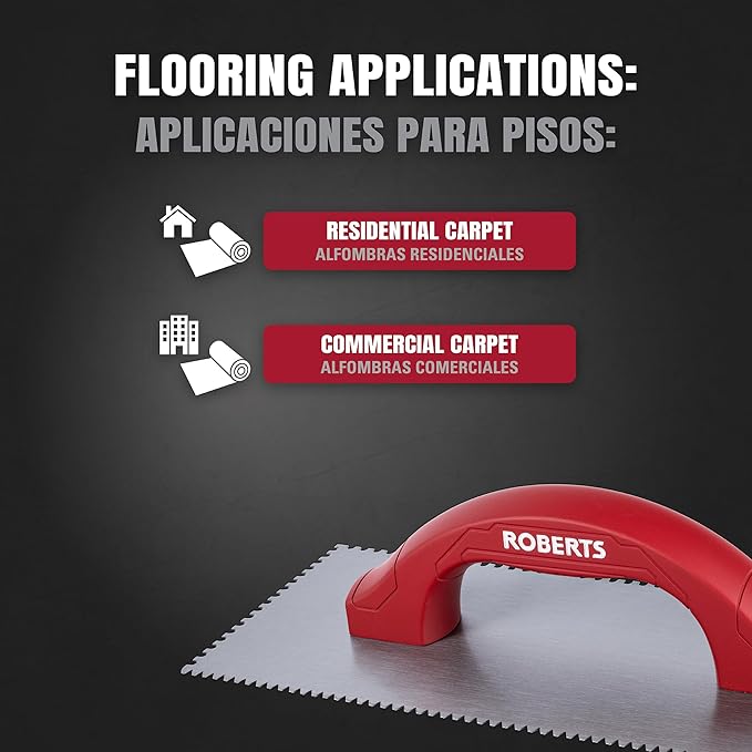 ROBERTS 49604 Dual-Notch Trowel for Installation of Residential and Commercial Carpet Flooring