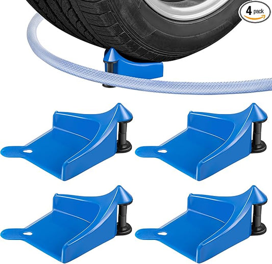 Dreyoo 4 Pcs Car Hose Guide, Tire Hose Roller for Car Washing, Detailing Tire Hoses Guide Preventing Pressure Washer Hoses Stuck Under The Wheels, Plastic Wash Tool to Avoid Snagging (Blue)