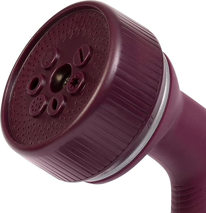 Gilmour Medium Duty Garden Hose Nozzle with 7 Adjustable Spray Patterns, Water Hose Nozzle for Watering Garden or Lawn, Eggplant