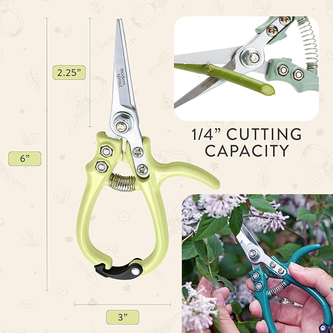Modern Sprout Pruning Shears - Herb Snipping Scissors- Lightweight Gardening Tools W/Easy Lock- Flower Cutter Garden Shears-Gift for Father's Day-Carbon Steel Blade+Reusable Holster(Chartreuse,1-Pack)