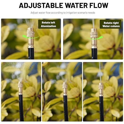 Thiswing 360° Adjustable Drip Irrigation System - 100 FT Automatic Garden Watering System with 32 Nozzles, Raised Bed Sprinkler Irrigation System, Garden Mister for Yard, Lawn, Plants, 5/16" Tubing