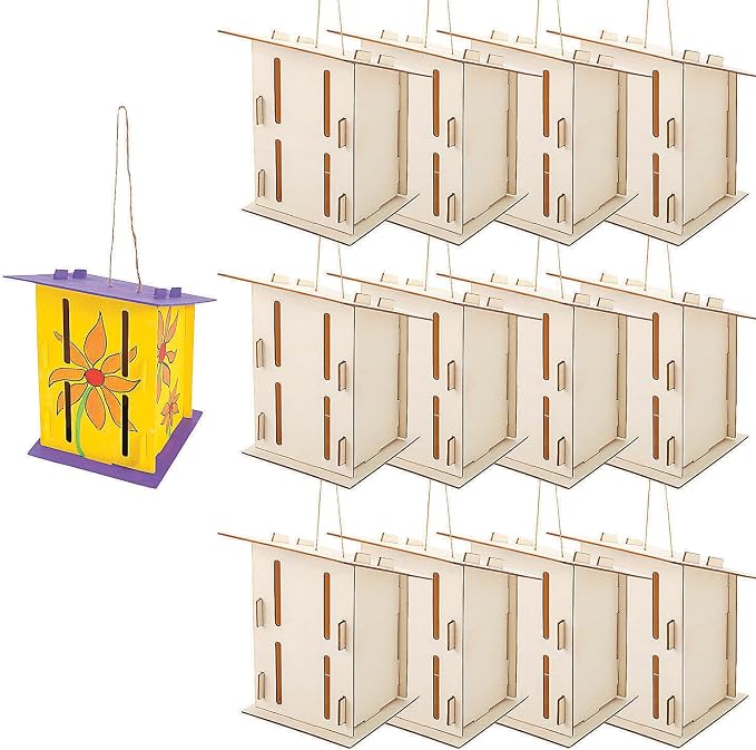 Fun Express Butterfly House Kit DIY Craft Kits for Kids Ages 4-8 - Makes 12 Wooden Houses to Paint | Arts and Crafts Building Projects for Classroom Activities & Garden Decoration