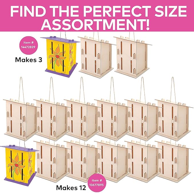 Fun Express Butterfly House Kit DIY Craft Kits for Kids Ages 4-8 - Makes 12 Wooden Houses to Paint | Arts and Crafts Building Projects for Classroom Activities & Garden Decoration