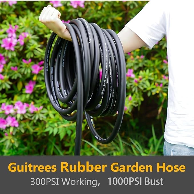 Guitrees Leader Garden Hose 15ft x 3/4", Heavy Duty Short Water Hose, Female to Female Fittings, Five Layered Braiding for Durability, 1000PSI Burst, 300PSI Working (Black)