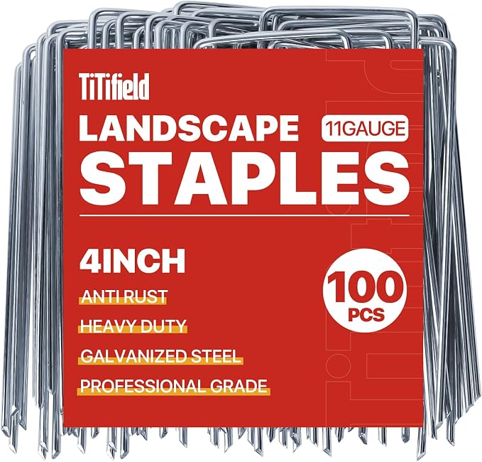 4 Inch 180 Pack Landscape Staples Galvanized Garden Stakes Anti-Rust Landscape Pins for Weed Barrier Fabric, Artificial Turf and Landscape Fabric
