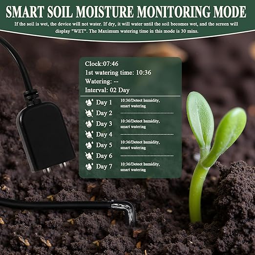 Automatic Watering System for Potted Plants, Indoor Auto Plant Waterer with Programmable Timer, Soil Moisture Sensor self Watering Device for 15 Plants, Ideal for Travel, Vacation, Away