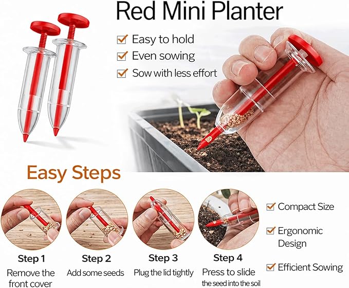 12-Hole Digger Seed Spreader,7 Piece Sowing Seeds Dispenser Set,Mini Seed Dispenser for Small Seeds, Handheld Seed Planter Tool Seed Dibber Multifunctional Spacer Gardening Tools (Green)