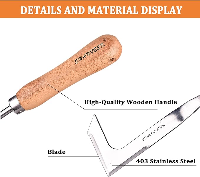 Crack Weeder Weed Remover Tool for Garden Yard Weed Puller Hoe Gardening Tools Stainless Steel One-Piece Molding(Orange)