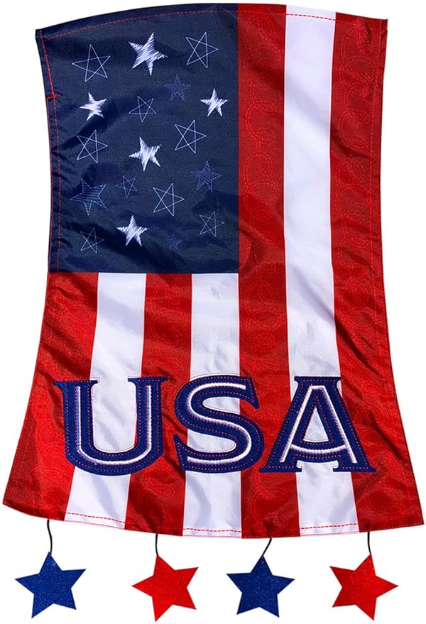 Patriotic Applique Garden Flag USA Stars & Stripes 12.5" x 18"