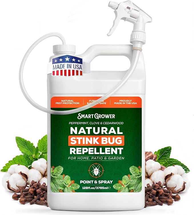 Natural Stink Bug Spray 128oz with Trigger Sprayer-Repellent for Indoor & Outdoor Use – Plant-Based Stink Bug Eliminator with Essential Oils, Stain-Free on Fabric, Pet & Family Friendly - Smart Grower