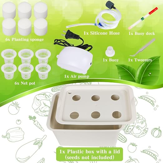 Hydroponics Grower Kit DIY Self Watering Indoor Hydroponics Tools Hydroponic System Planting Container Include Aquarium Air Pump Buoy Planting Box