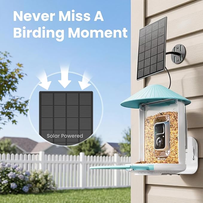 Birdfy Bird Feeder with 2K AI Camera, Solar Powered, Trending Gift Idea for Mom, Dad & Bird-Lover, Wireless Smart Birdwatching with Auto-Record Videos & Notify, Great for Backyard & Outdoor Use