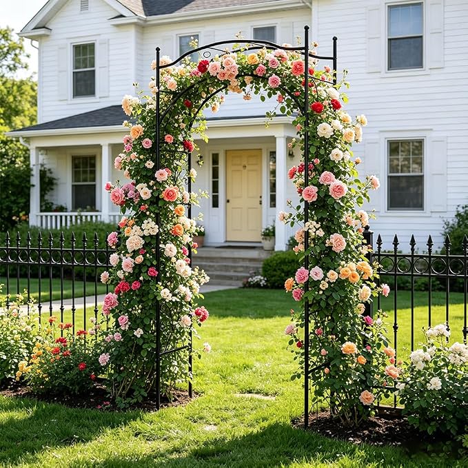 Garden Arbor 93" Arched Trellis for Climbing Plants | Outdoor Metal Garden Arbor for Vegetables Rose Vine Arbor Trellises for Backyard Patio Lawn Wedding Decoration