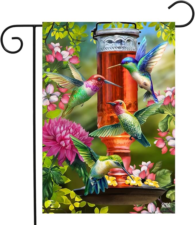 Briarwood Lane Hummingbird Feeder Spring Garden Flag Floral 12.5" x 18"