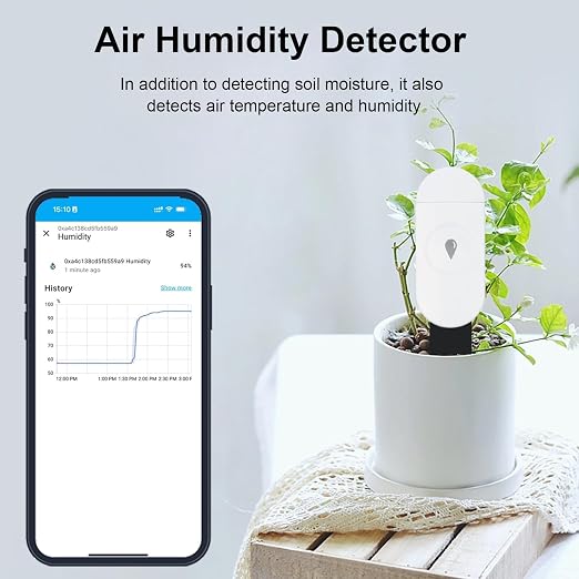 Haozee Intelligent Soil Moisture Sensor, 3 Pack, Zigbee Hub Required, Capacitive Sensor, Moisture/Temperature Meter for Garden Planting, Compatible with Home Assistant Zigbee2mqtt