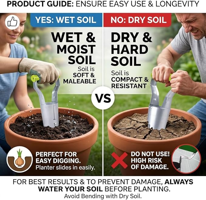 Gardening Planting Tool Set, Convenient for Digging Holes/Filling pits - with Depth Marking, More evenly Plants Tulips, Daffodils, Dahlias, for Planting Bulbs, Moving Plants (Light Green Suit)