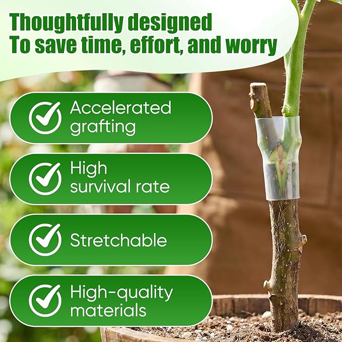 200 PCS Silicone Grafting Sleeves for Fruit Trees, High-Elastic Thin-Walled Grafting Tubes, Professional Plant Grafting Tape for Plants, Broken Stem, Floral, Random Size Combination of 3–7.5mm