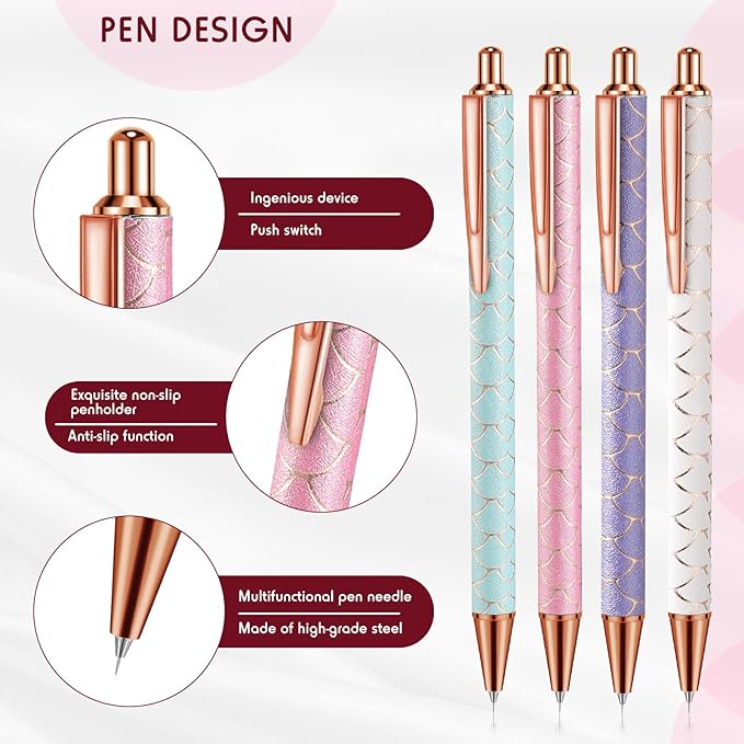 Epakh 4 Piece Air Release Weeding Pen Craft Retractable Adhesive Vinyl Tool Glitter Pin Pen Stainless Steel Weeding Tools for Vinyl for Bubble Removal DIY Craft Project(Elegant Color)